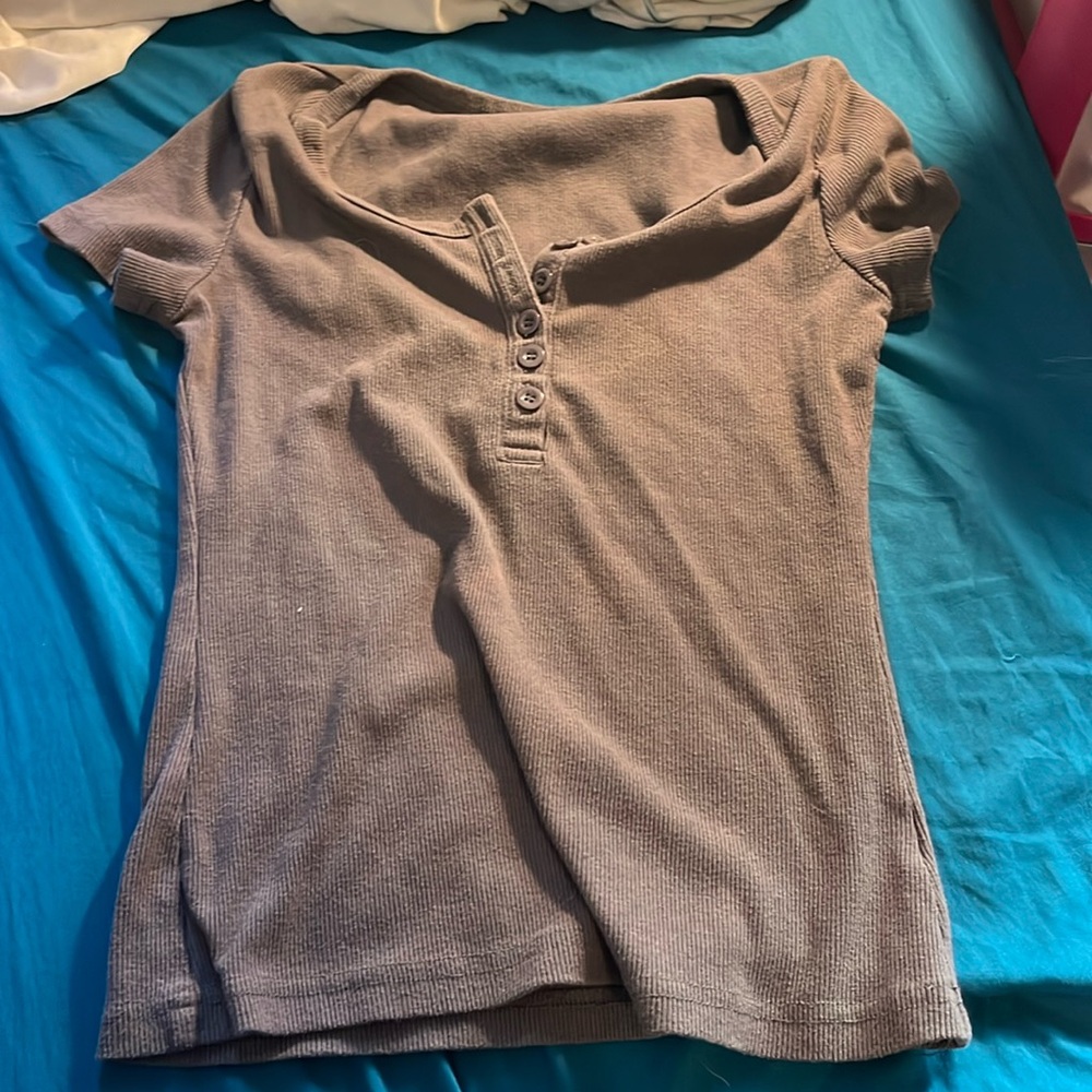 Grey button down shirt